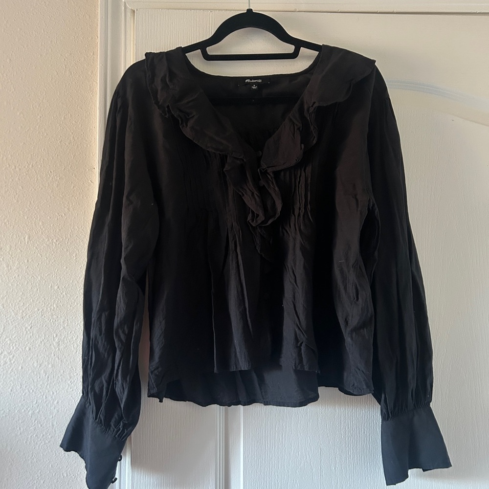 Madewell Ruffled Pintucked Long-Sleeve Top